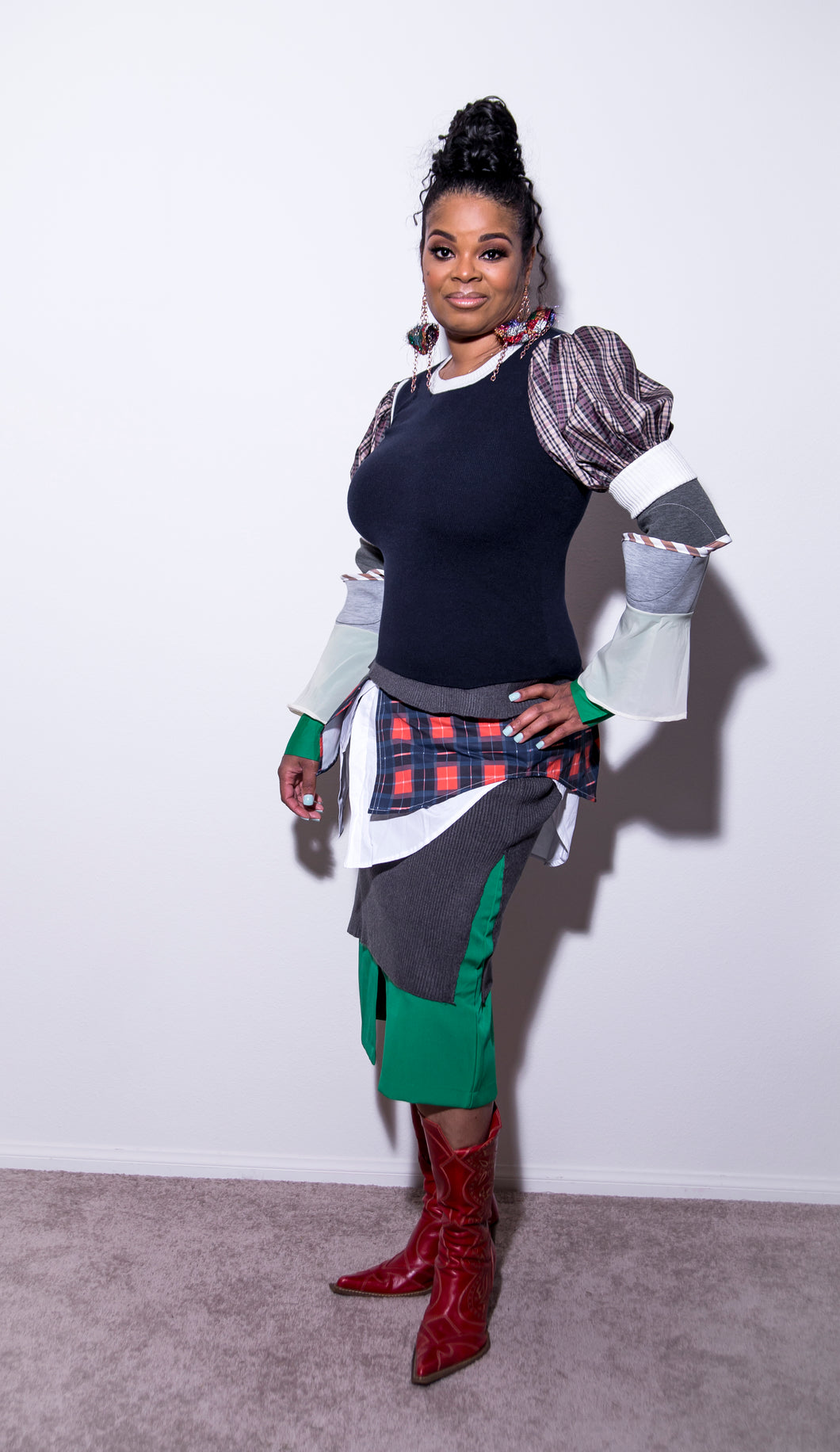 It's Levels | 3 Layer Skirt | Orange/Green Plaid
