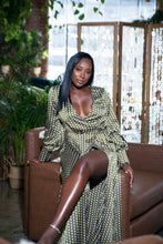 Load image into Gallery viewer, It&#39;s the &quot;SLIT&quot; for me |Green Polka Dot Dress
