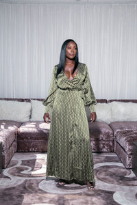 It's the "SLIT" for me |Green Polka Dot Dress